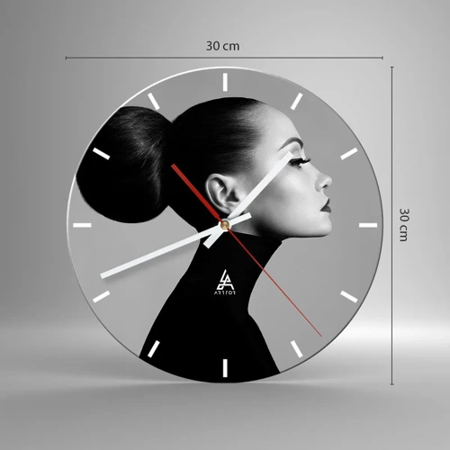 Wall clock - Clock on glass - Modern Nefretete - 30x30 cm