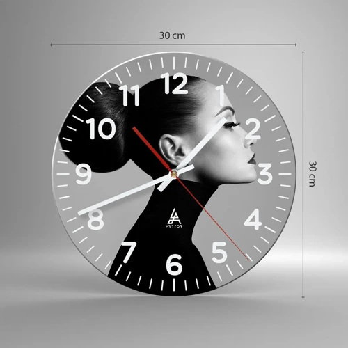 Wall clock - Clock on glass - Modern Nefretete - 30x30 cm