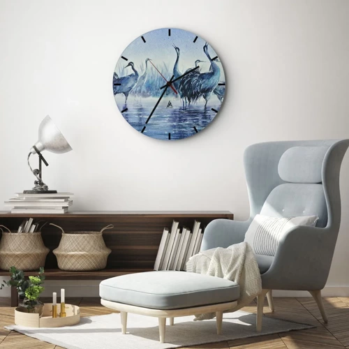 Wall clock - Clock on glass - Morning Encounter - 40x40 cm