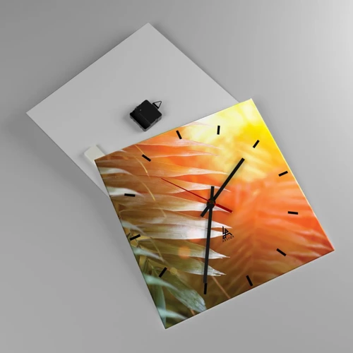 Wall clock - Clock on glass - Morning in the Jungle - 40x40 cm