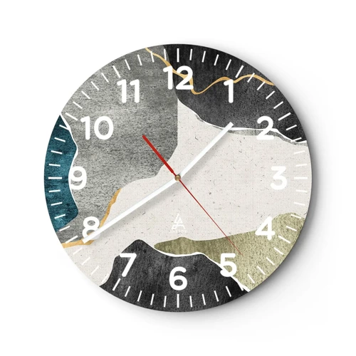 Wall clock - Clock on glass - Mosaic Composition with a Gold Thread - 30x30 cm