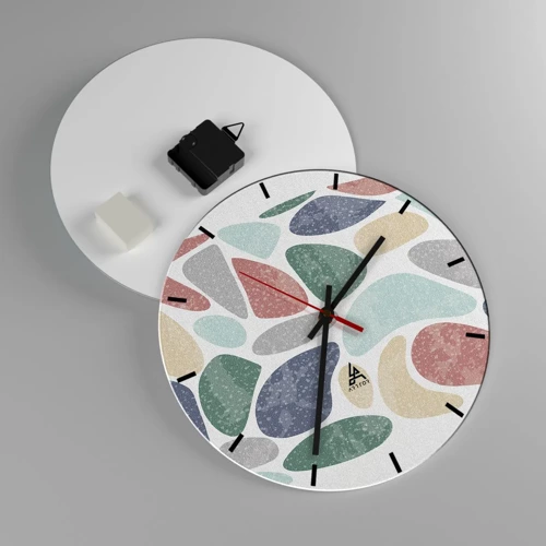 Wall clock - Clock on glass - Mosaic of Powdered Colours - 30x30 cm