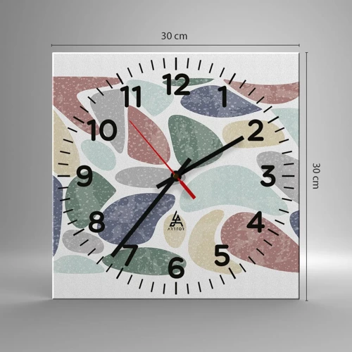 Wall clock - Clock on glass - Mosaic of Powdered Colours - 30x30 cm