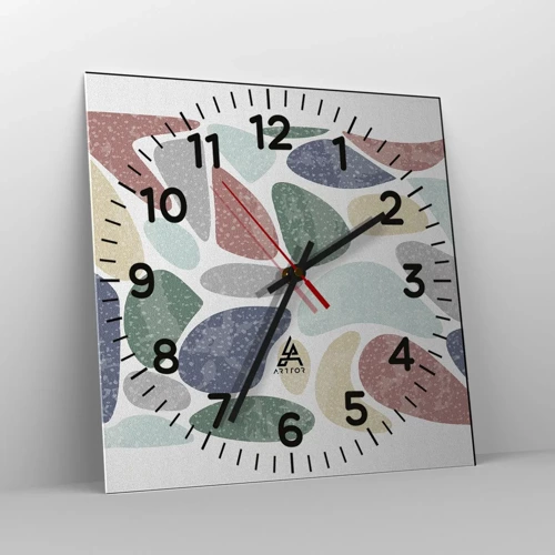 Wall clock - Clock on glass - Mosaic of Powdered Colours - 30x30 cm