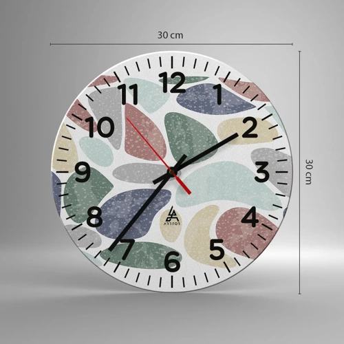 Wall clock - Clock on glass - Mosaic of Powdered Colours - 30x30 cm