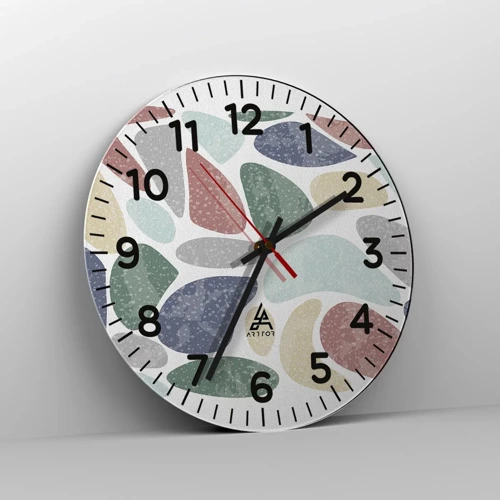 Wall clock - Clock on glass - Mosaic of Powdered Colours - 30x30 cm