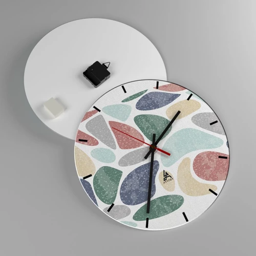 Wall clock - Clock on glass - Mosaic of Powdered Colours - 40x40 cm