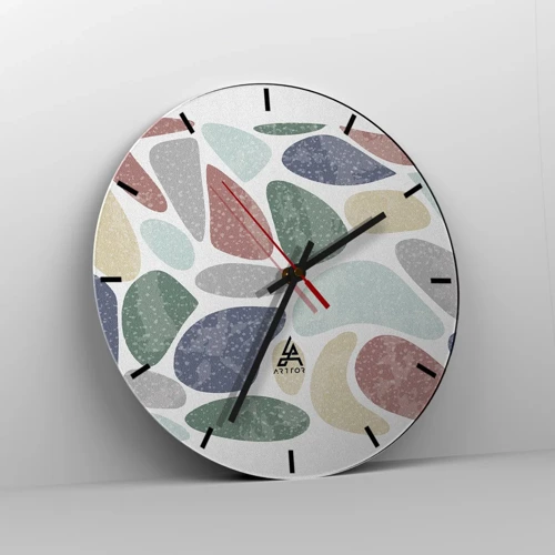 Wall clock - Clock on glass - Mosaic of Powdered Colours - 40x40 cm