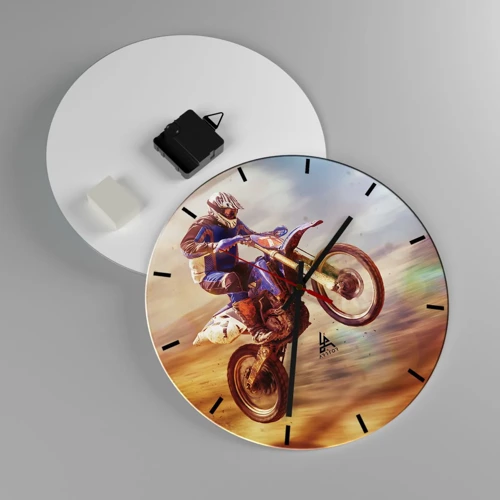 Wall clock - Clock on glass - Motorcycle Dizziness - 30x30 cm