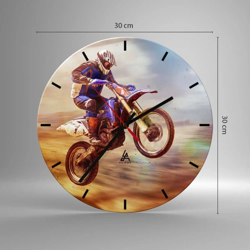 Wall clock - Clock on glass - Motorcycle Dizziness - 30x30 cm