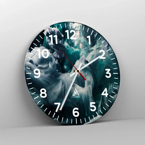 Wall clock - Clock on glass - Movement of Colour - 40x40 cm