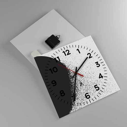 Wall clock - Clock on glass - Movement of Particles - 30x30 cm