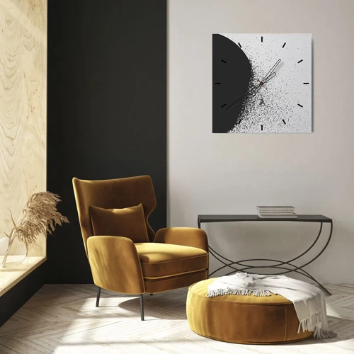 Wall clock - Clock on glass - Movement of Particles - 30x30 cm