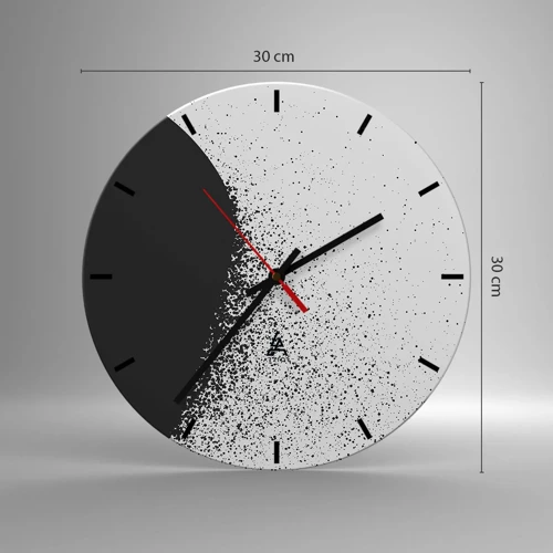 Wall clock - Clock on glass - Movement of Particles - 30x30 cm