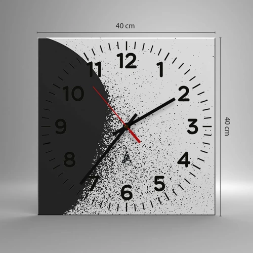 Wall clock - Clock on glass - Movement of Particles - 40x40 cm