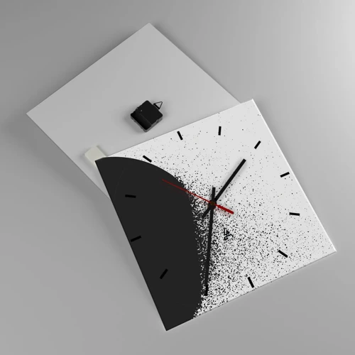 Wall clock - Clock on glass - Movement of Particles - 40x40 cm