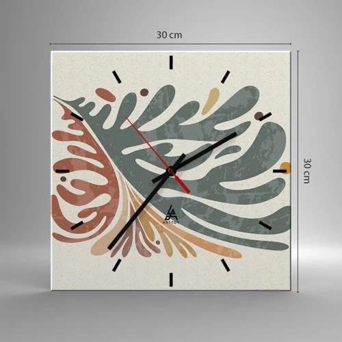 Wall clock - Clock on glass - Multicolour Leaf - 30x30 cm