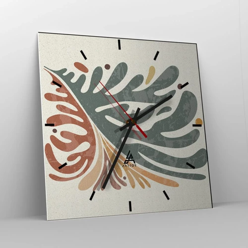 Wall clock - Clock on glass - Multicolour Leaf - 30x30 cm