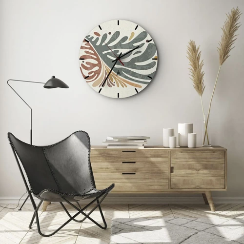 Wall clock - Clock on glass - Multicolour Leaf - 30x30 cm