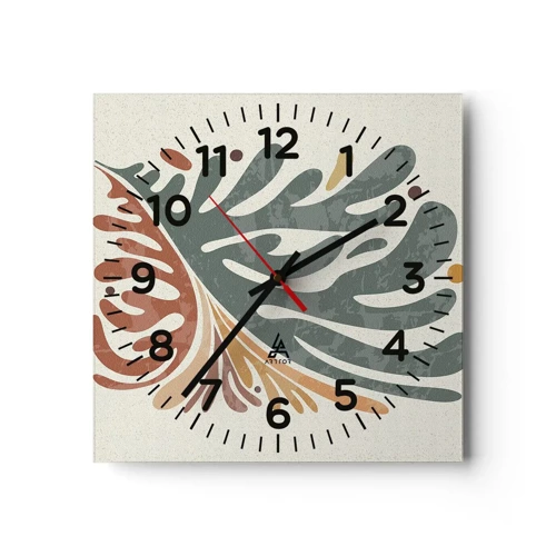 Wall clock - Clock on glass - Multicolour Leaf - 40x40 cm
