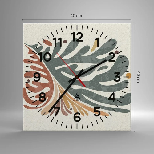 Wall clock - Clock on glass - Multicolour Leaf - 40x40 cm