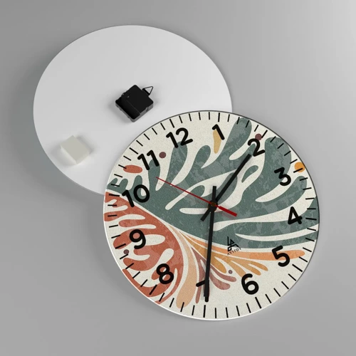 Wall clock - Clock on glass - Multicolour Leaf - 40x40 cm