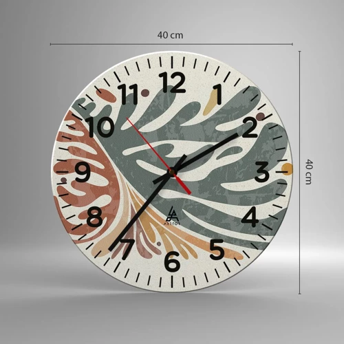 Wall clock - Clock on glass - Multicolour Leaf - 40x40 cm