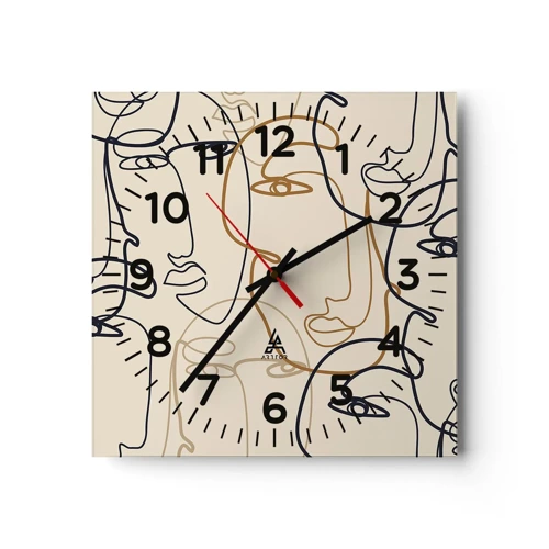 Wall clock - Clock on glass - Multiplied Portrait - 30x30 cm