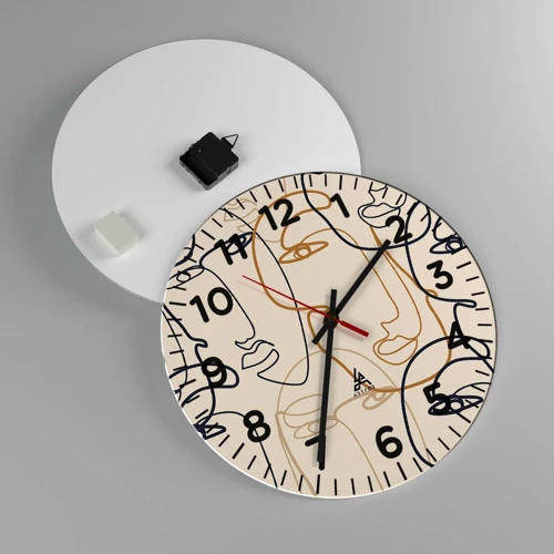 Wall clock - Clock on glass - Multiplied Portrait - 40x40 cm