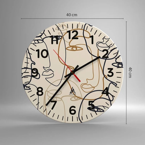 Wall clock - Clock on glass - Multiplied Portrait - 40x40 cm