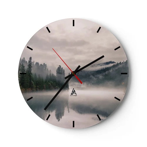 Wall clock - Clock on glass - Musing in the Fog - 40x40 cm
