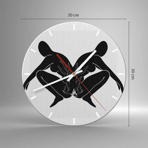 Wall clock - Clock on glass - Mutual Soul - 30x30 cm