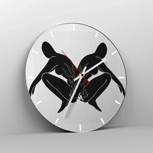 Wall clock - Clock on glass - Mutual Soul - 30x30 cm