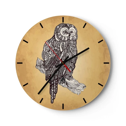 Wall clock - Clock on glass - Mysterious Ornaments of Wisdom - 30x30 cm