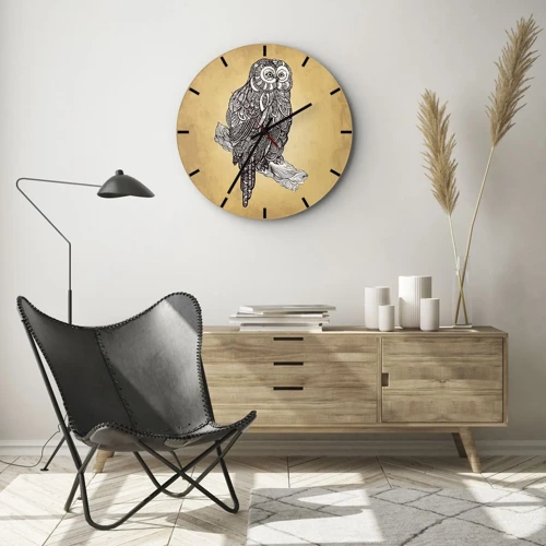 Wall clock - Clock on glass - Mysterious Ornaments of Wisdom - 30x30 cm