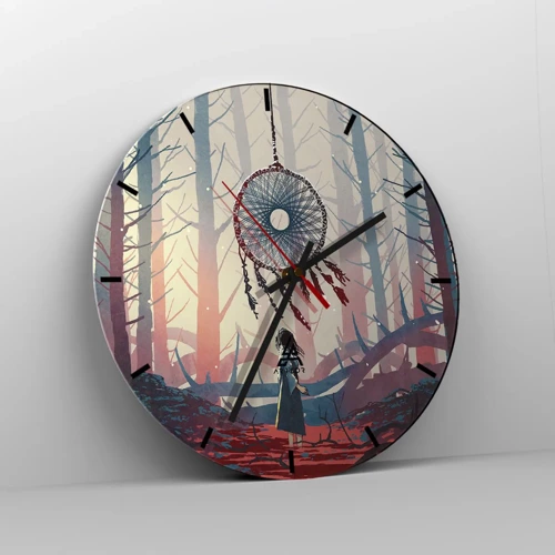 Wall clock - Clock on glass - Mysterious Ritual of Life - 30x30 cm