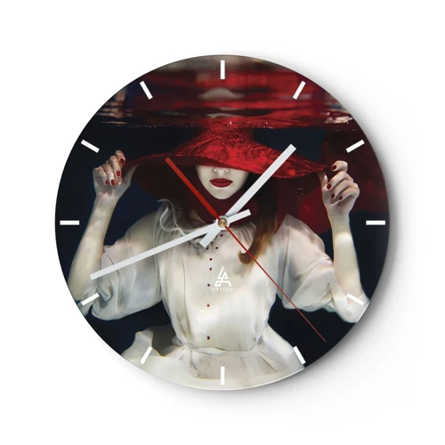 Wall clock - Clock on glass - Mysterious Woman - 30x30 cm