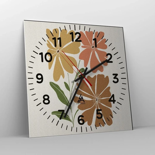 Wall clock - Clock on glass - Nature and Geometry - 40x40 cm