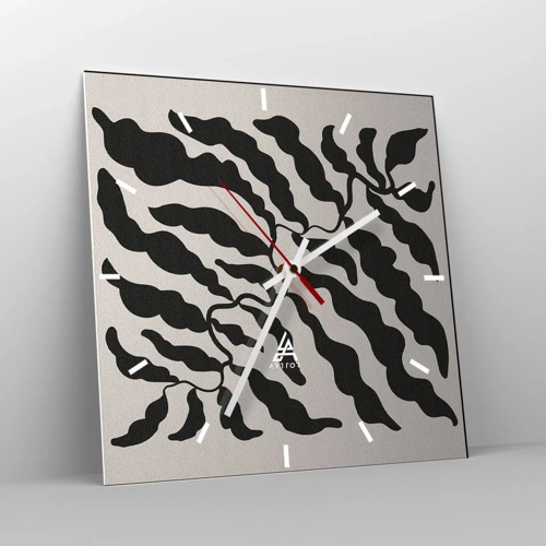 Wall clock - Clock on glass - Nature of a Square - 30x30 cm