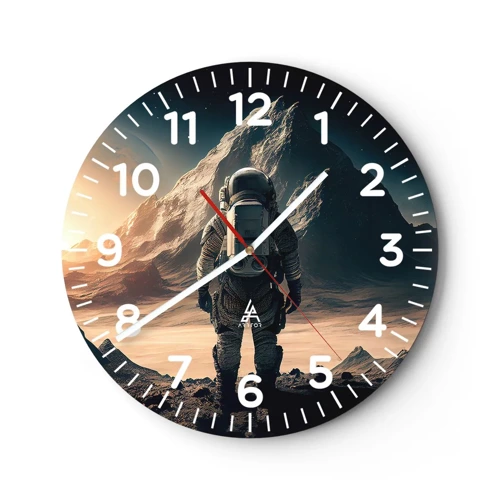 Wall clock - Clock on glass - New Challenge - 30x30 cm