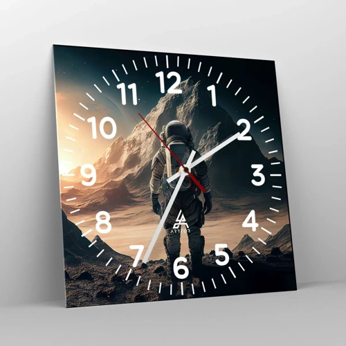 Wall clock - Clock on glass - New Challenge - 40x40 cm