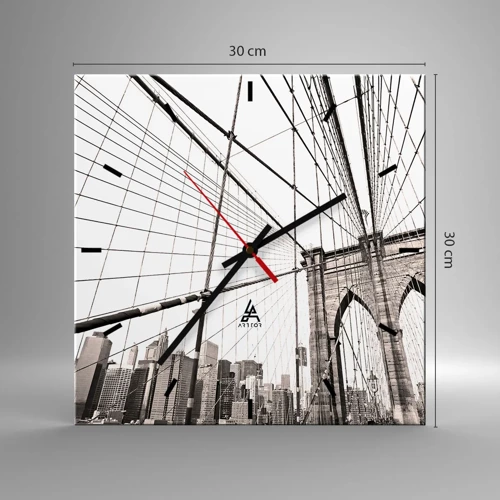 Wall clock - Clock on glass - New York Cathedral - 30x30 cm