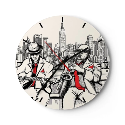 Wall clock - Clock on glass - New York Improvisation - 30x30 cm