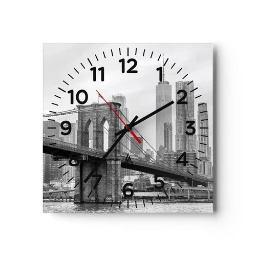 Wall clock - Clock on glass - New York Style  - 30x30 cm