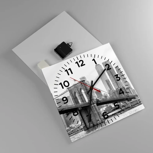 Wall clock - Clock on glass - New York Style  - 30x30 cm