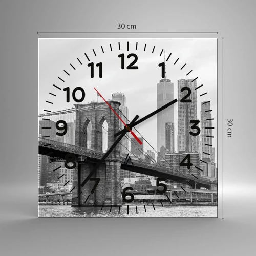 Wall clock - Clock on glass - New York Style  - 30x30 cm