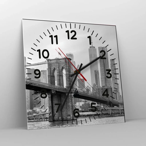 Wall clock - Clock on glass - New York Style  - 30x30 cm