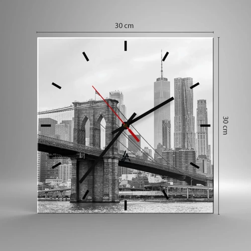 Wall clock - Clock on glass - New York Style  - 30x30 cm