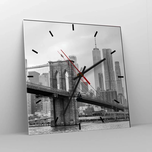 Wall clock - Clock on glass - New York Style  - 30x30 cm