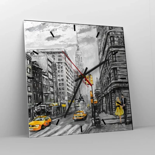 Wall clock - Clock on glass - New York Tale - 30x30 cm